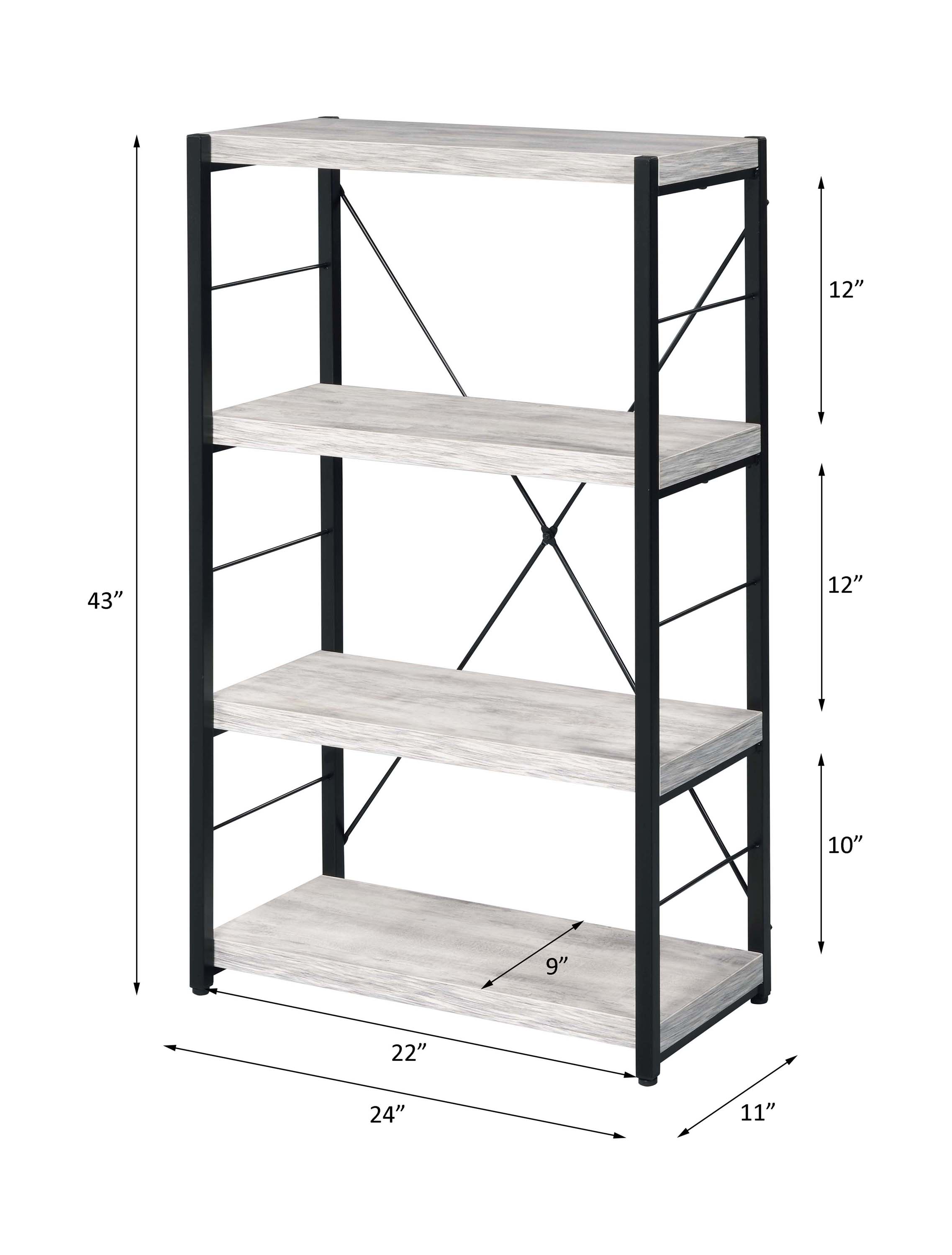 ACME™ Jurgen Bookshelf - Antique White and Black