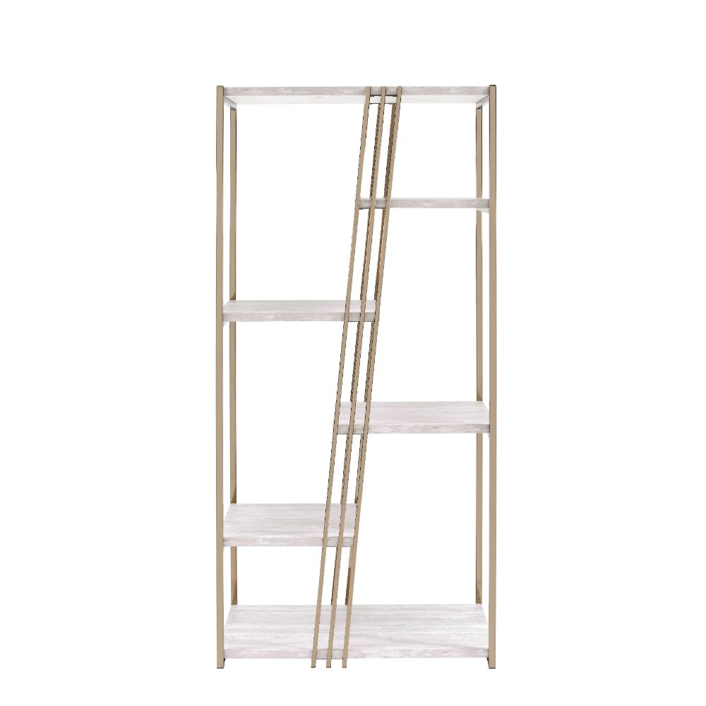 ACME - Tanan Bookshelf in White/Champagne