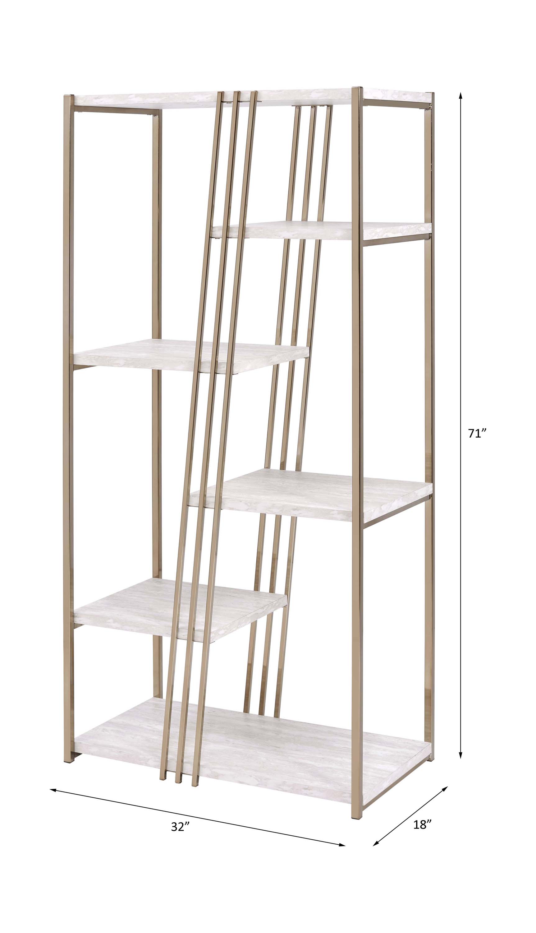 ACME - Tanan Bookshelf in White/Champagne