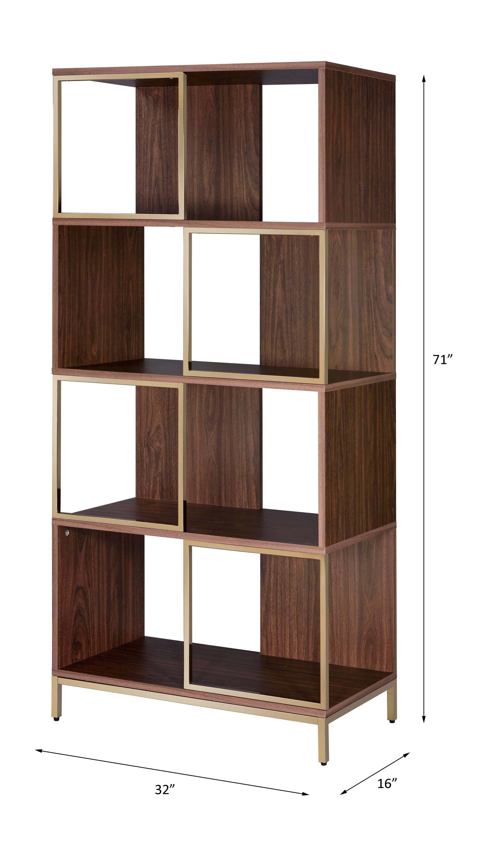 ACME - Diwan Bookshelf in Walnut/Champagne