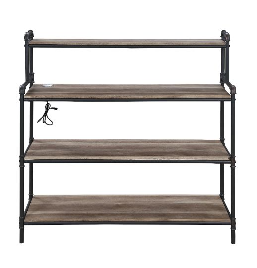 ACME Cordelia Bookshelf with USB - Antique Oak/Sandy Black/Dark Bronze