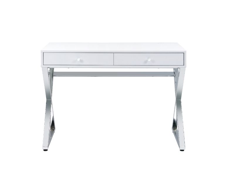 ACME Coleen Writing Desk with Usb - White/Chrome