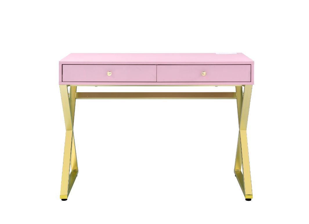 ACME Coleen Writing Desk with Usb - Pink/Gold