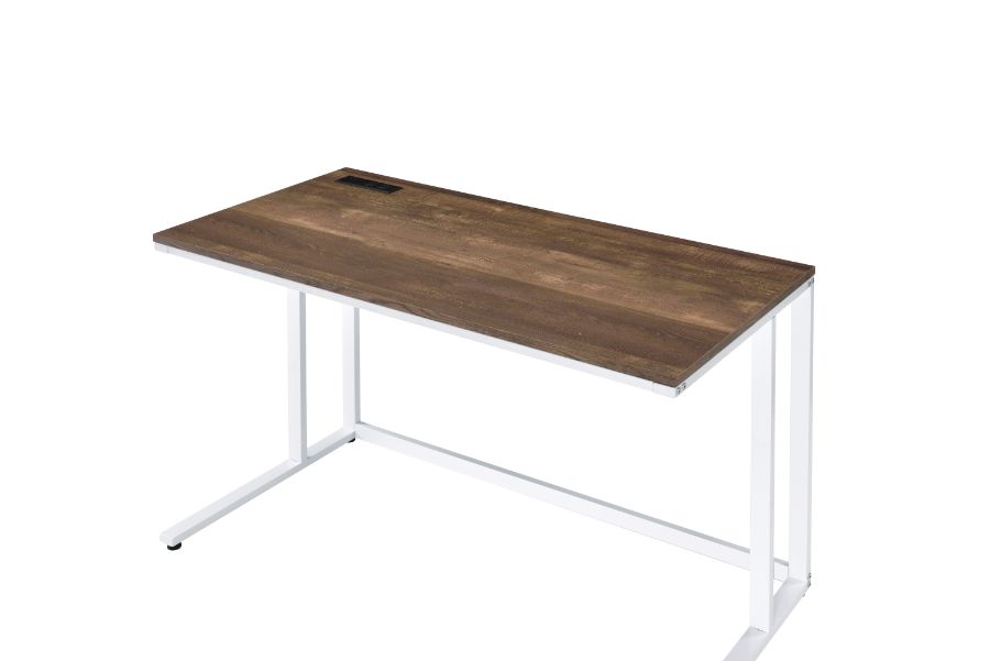 ACME Tyrese Built-In USB Port Writing Desk - Walnut and White Finish