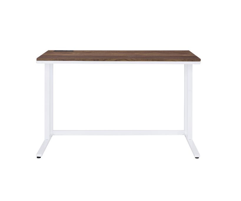 ACME Tyrese Built-In USB Port Writing Desk - Walnut and White Finish