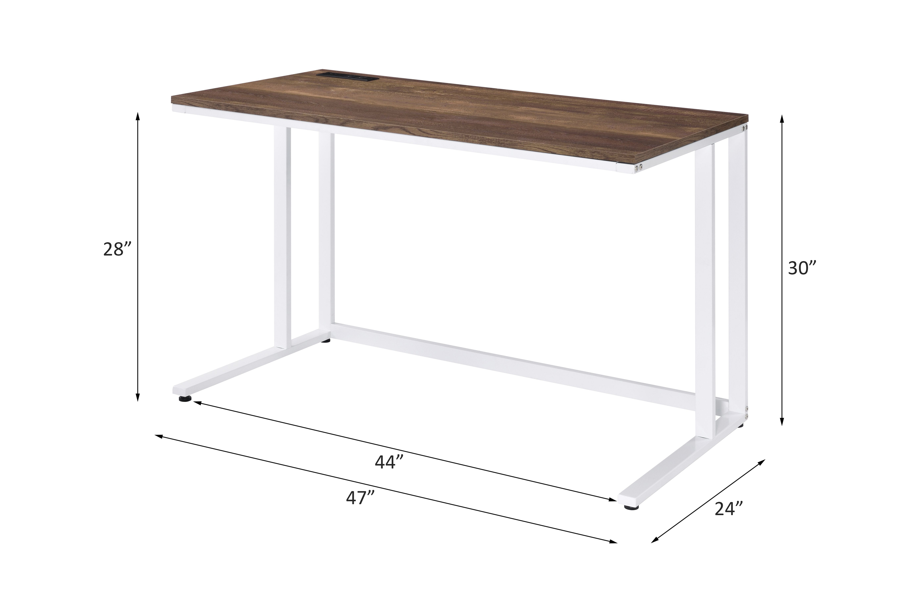 ACME Tyrese Built-In USB Port Writing Desk - Walnut and White Finish