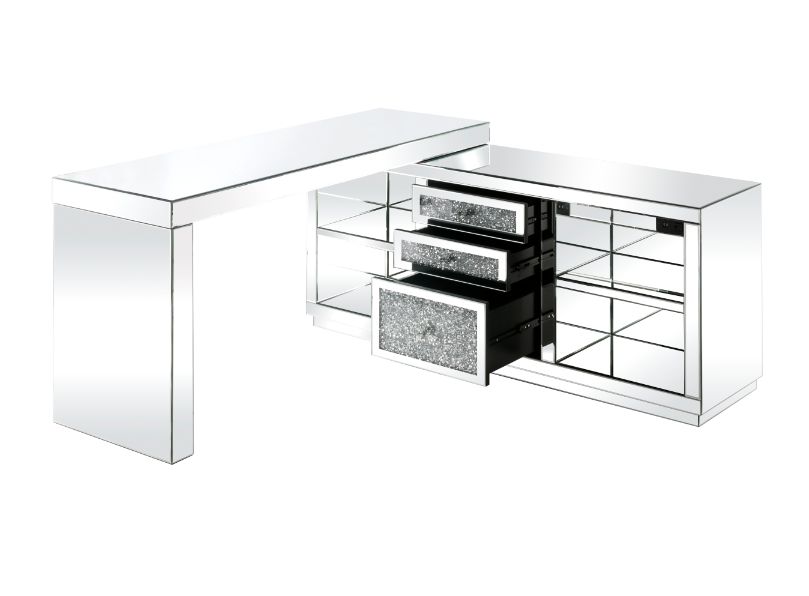 ACME - Noralie Writing Desk in Mirrored/Faux Diamonds (93118)