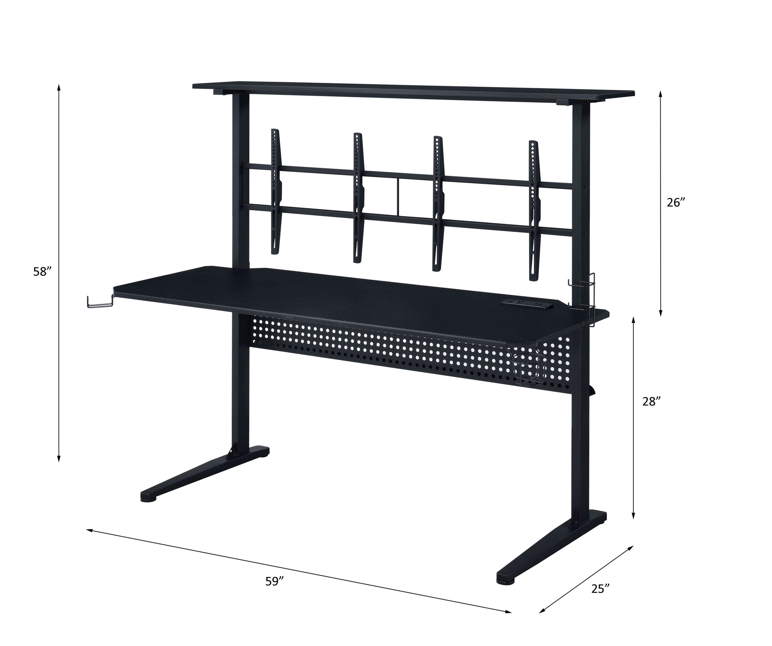 ACME - Canzi Gaming Desk with USB in Black