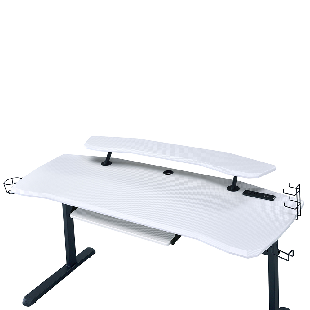 ACME Vildre Gaming Table with USB Port - Black and White Finish