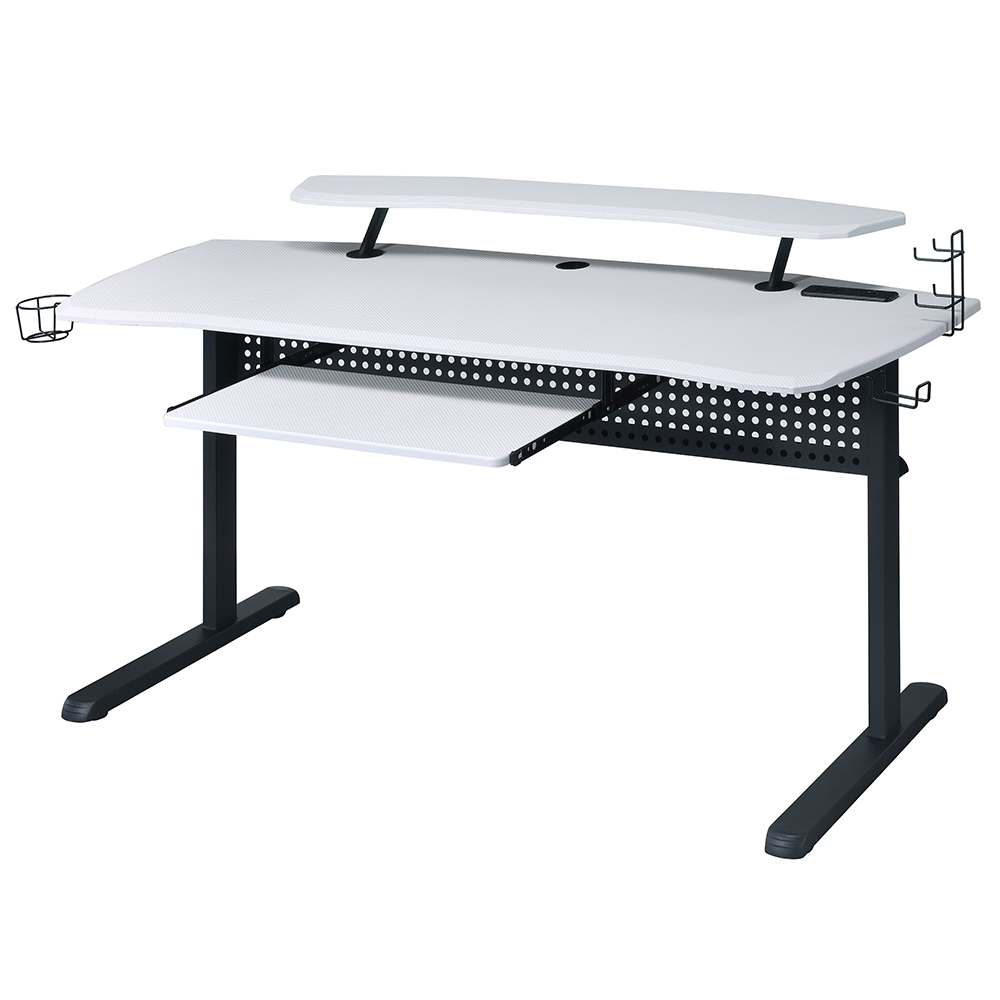 ACME Vildre Gaming Table with USB Port - Black and White Finish