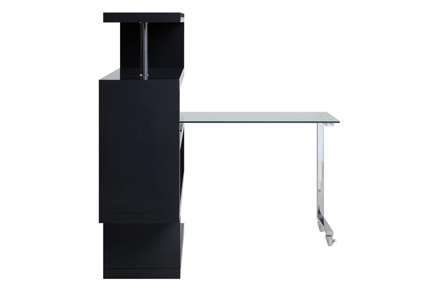 ACME Raceloma Writing Desk with Shelf - Black High Gloss Finish