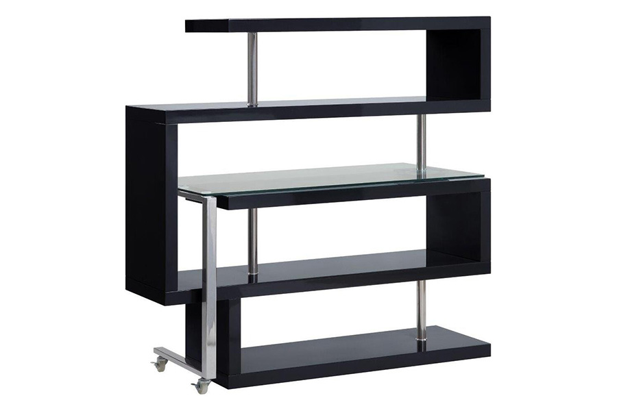 ACME Raceloma Writing Desk with Shelf - Black High Gloss Finish