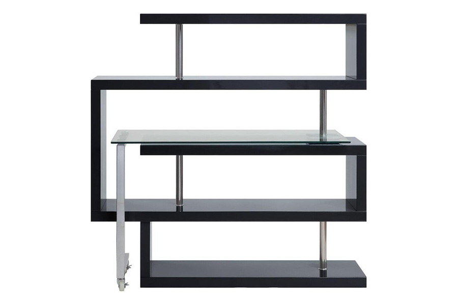 ACME Raceloma Writing Desk with Shelf - Black High Gloss Finish