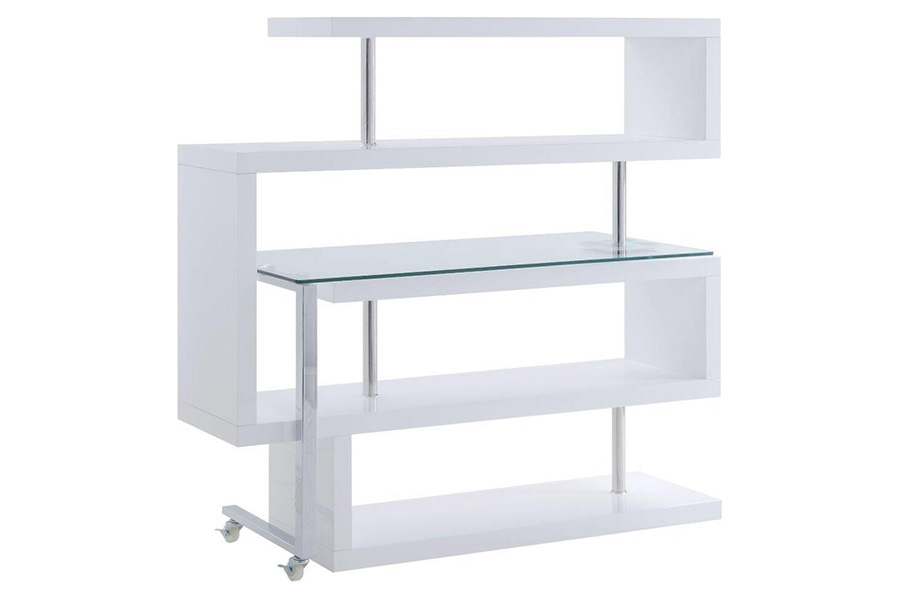 ACME Raceloma Writing Desk with Shelf - White High Gloss Finish