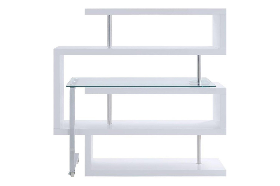 ACME Raceloma Writing Desk with Shelf - White High Gloss Finish