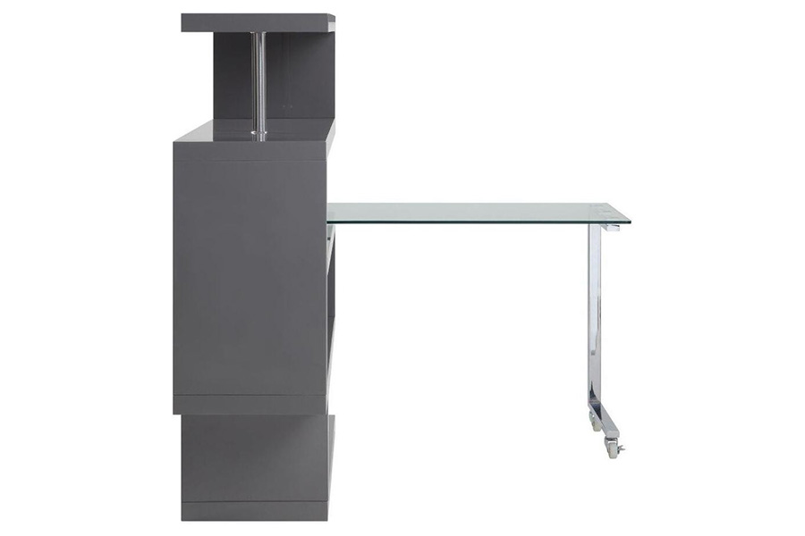 ACME Raceloma Writing Desk with Shelf - Gray High Gloss Finish