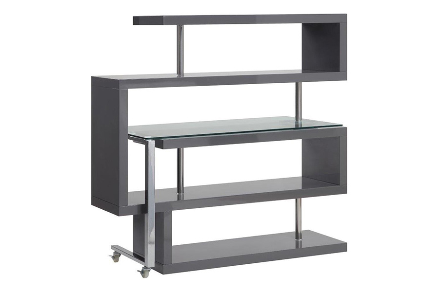 ACME Raceloma Writing Desk with Shelf - Gray High Gloss Finish