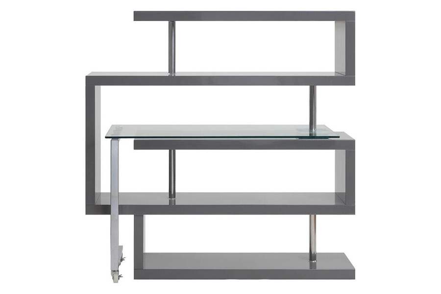 ACME Raceloma Writing Desk with Shelf - Gray High Gloss Finish