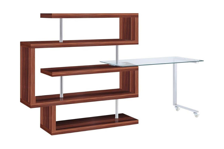 ACME Raceloma Writing Desk with Shelf - Walnut High Gloss Finish