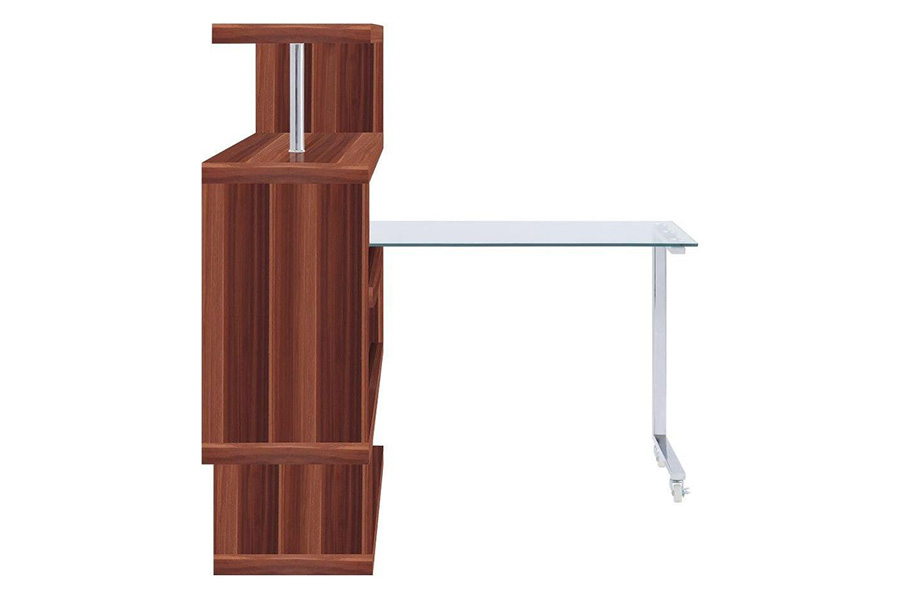 ACME Raceloma Writing Desk with Shelf - Walnut High Gloss Finish