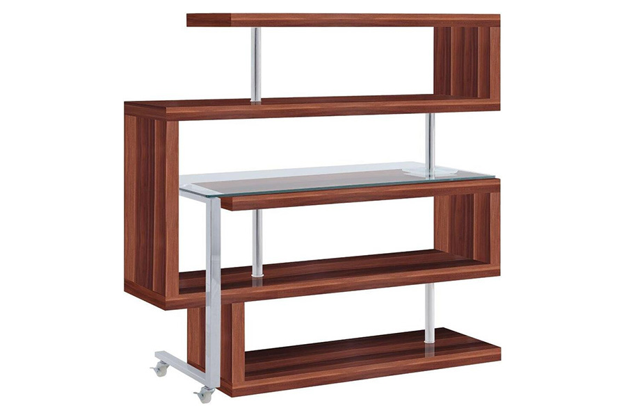 ACME Raceloma Writing Desk with Shelf - Walnut High Gloss Finish