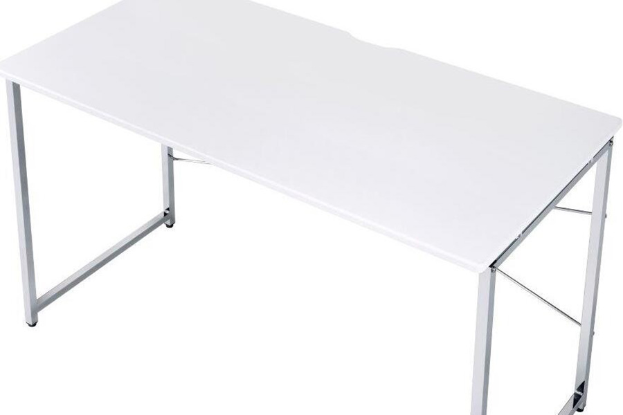 ACME Tennos Writing Desk - White and Chrome Finish