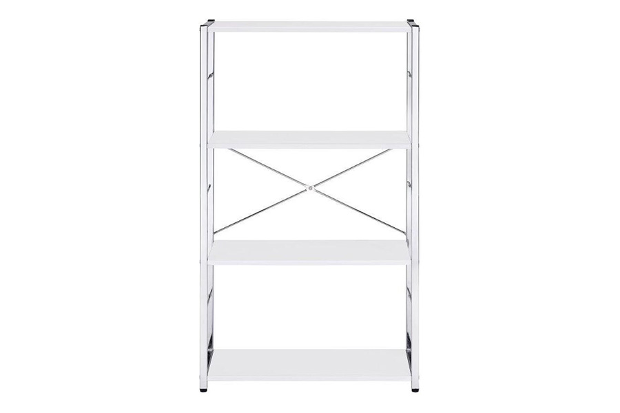 ACME Tennos Bookshelf - White and Chrome Finish