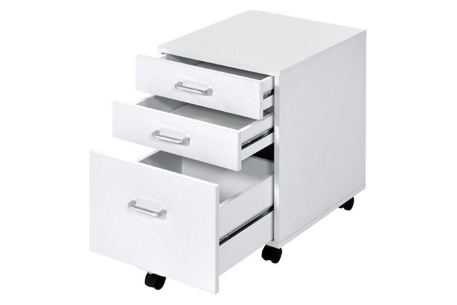 ACME Tennos Cabinet - White and Chrome Finish