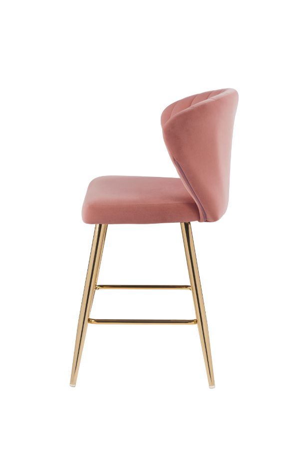 ACME Rizgek Counter Height Chair - Pink Velvet and Gold Finish