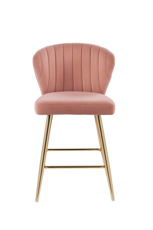 ACME Rizgek Counter Height Chair - Pink Velvet and Gold Finish