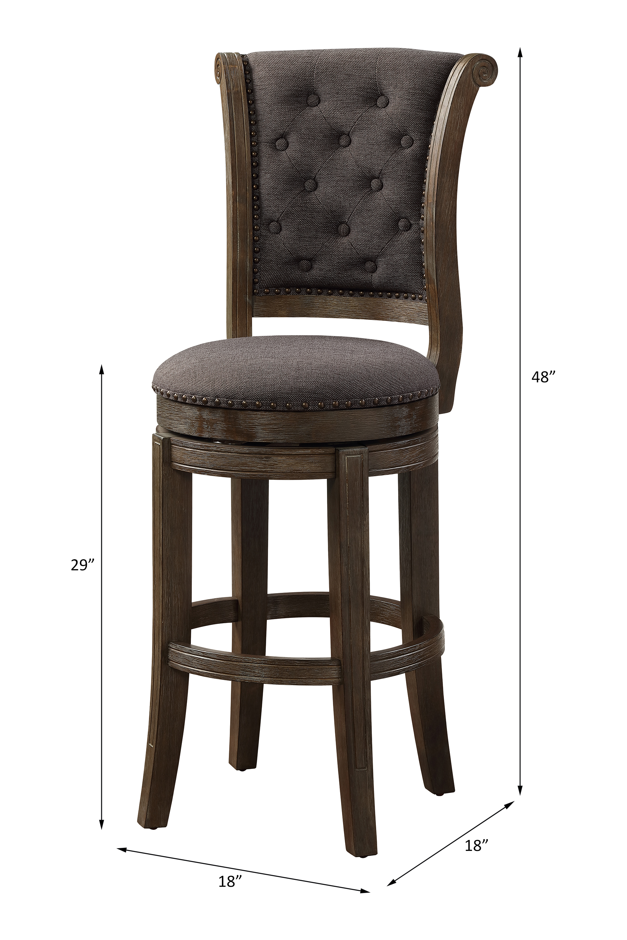 ACME Glison Bar Chair (Set of 2) - Charcoal Walnut