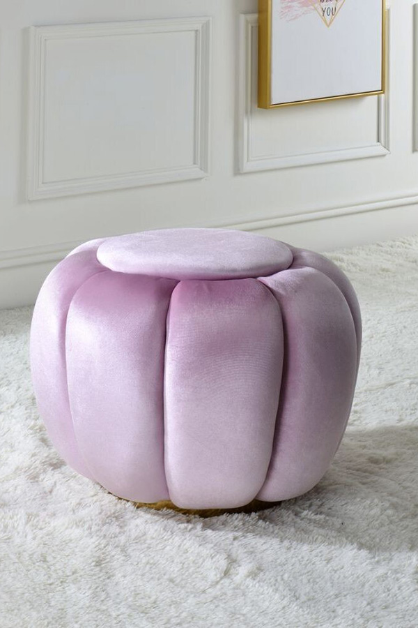 ACME™ Heiress Ottoman - Bubblegum Pink Velvet