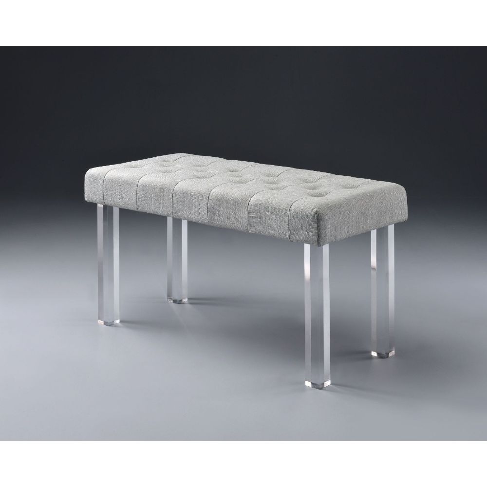 ACME - Bagley Bench in Linen/Clear Acrylic