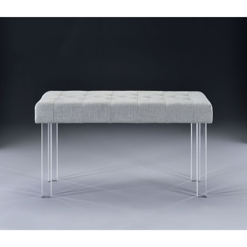 ACME - Bagley Bench in Linen/Clear Acrylic