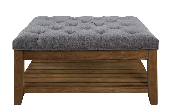 ACME™ Aizen Cocktail Ottoman - Gray Weathered Oak