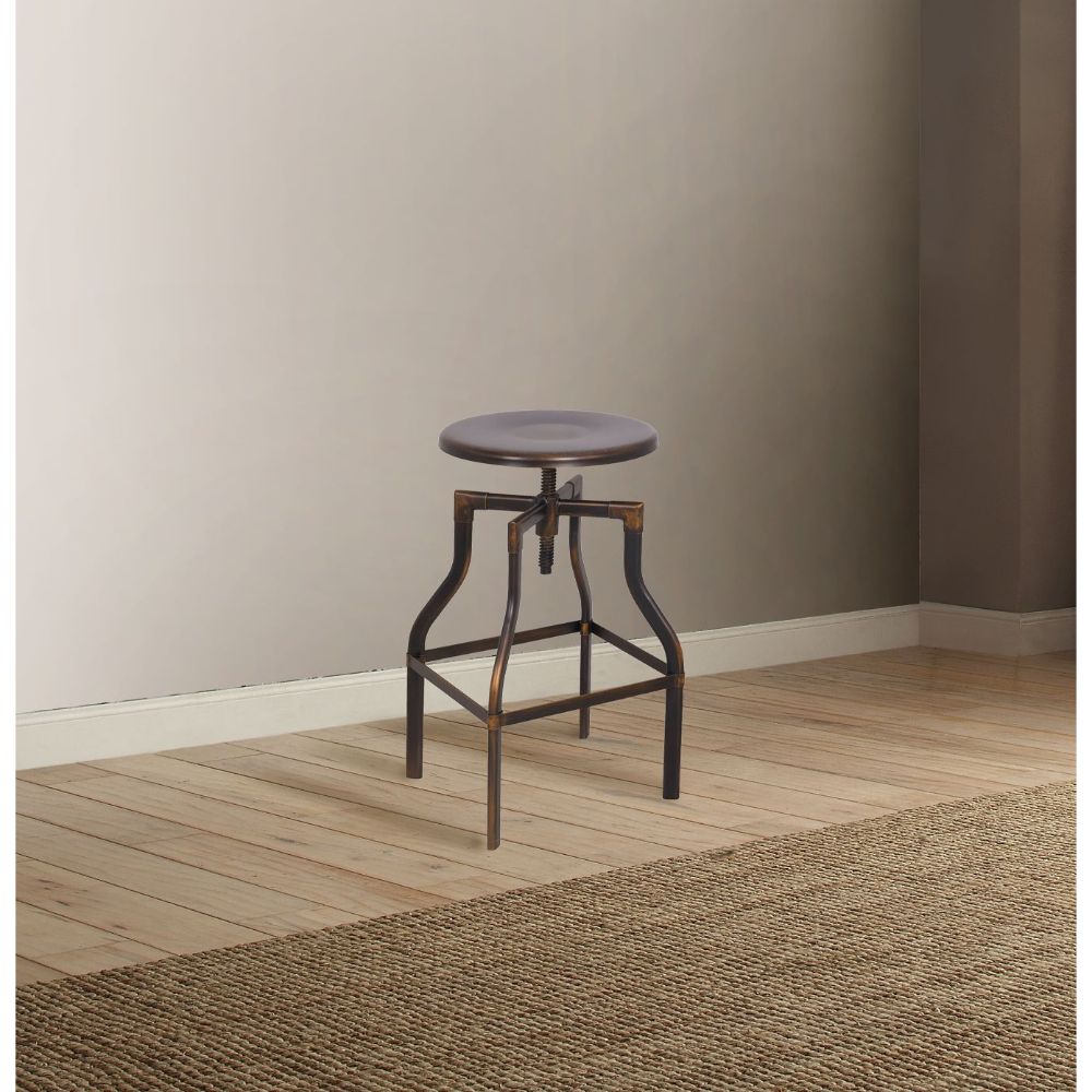 ACME - Xena Adjustable Stool with Swivel in Antique Copper