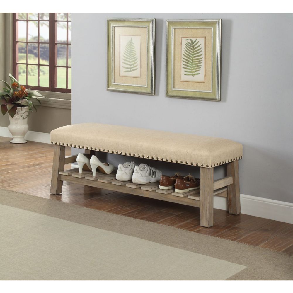 ACME - Bigot Bench in Antique White