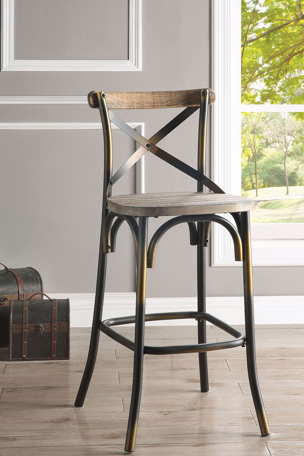 ACME - Zaire Antique Bar Chair