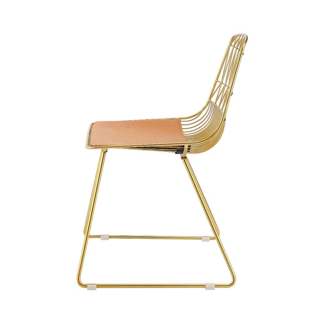 ACME - Fantasia Side Chair (Set of 2) in Whiskey/Gold