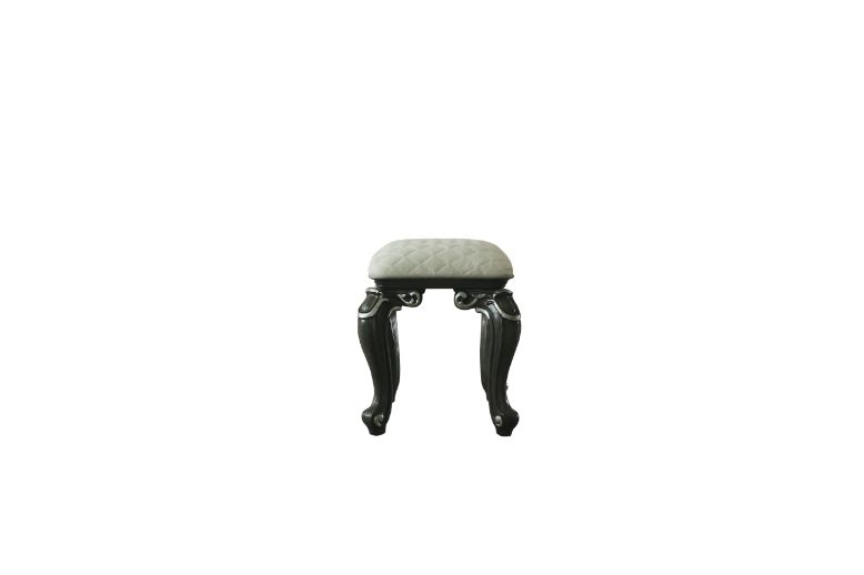 ACME - House Delphine Stool in Ivory/Charcoal