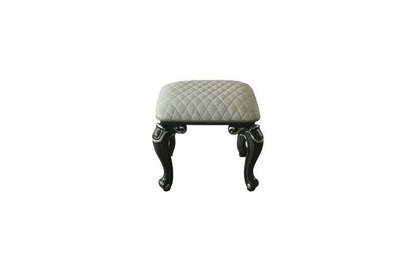 ACME - House Delphine Stool in Ivory/Charcoal