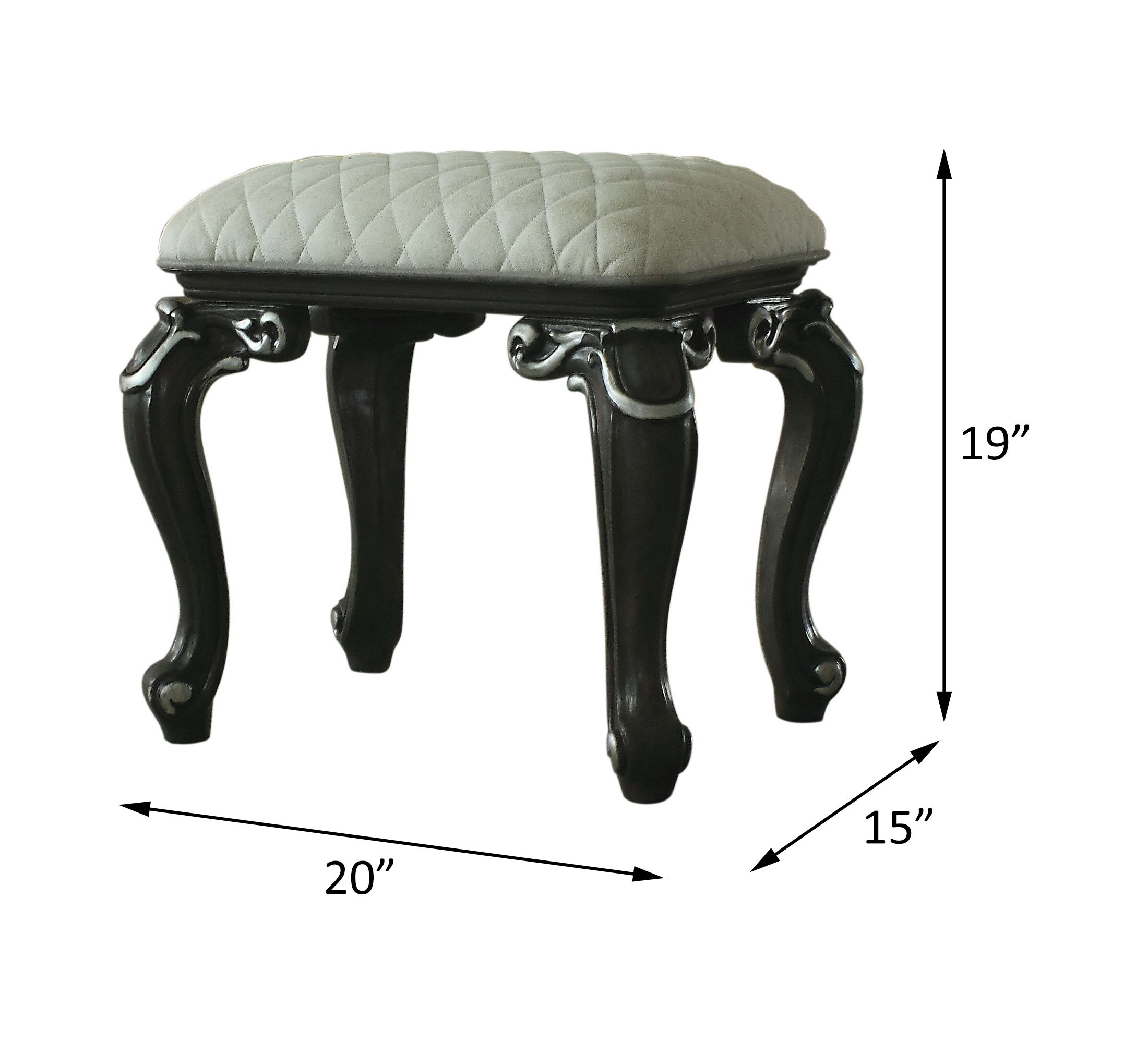 ACME - House Delphine Stool in Ivory/Charcoal