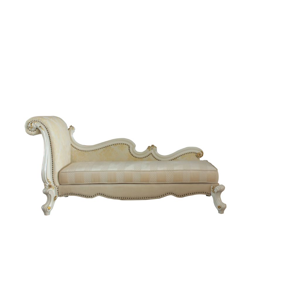 ACME Picardy Chaise Lounge with 2 Pillows - Pattern Antique Pearl