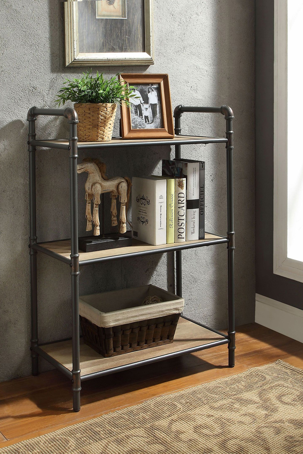 ACME - Itzel Antique Oak and Sandy Gray Bookshelf