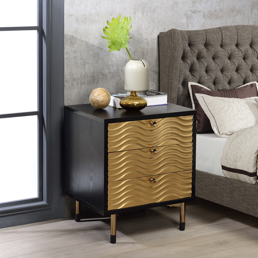 ACME - Alston Accent Table in Black/Champagne