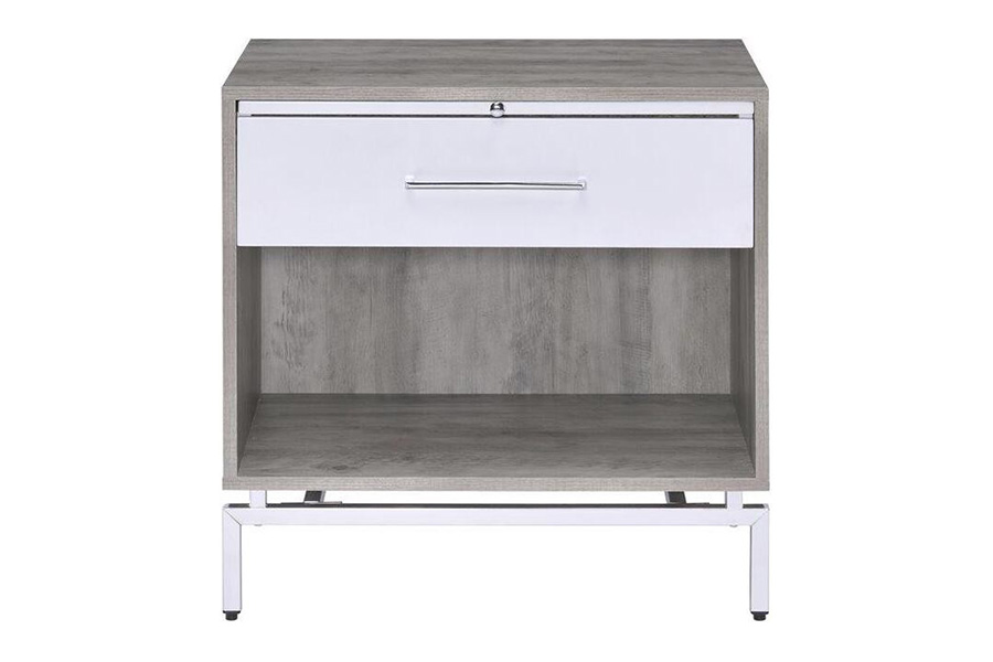 ACME - Cistus Accent Table in Weathered Gray Oak/White