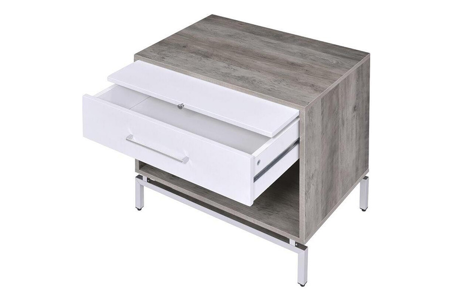 ACME - Cistus Accent Table in Weathered Gray Oak/White