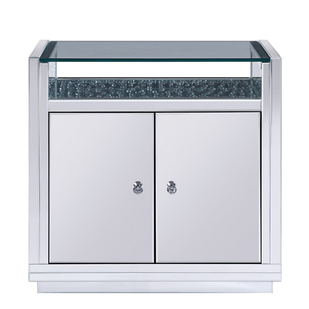 ACME - Nysa Accent Table in Mirrored/Faux Crystals (97577)