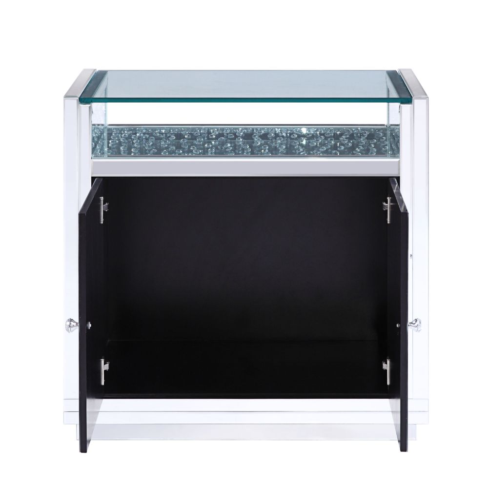 ACME - Nysa Accent Table in Mirrored/Faux Crystals (97577)