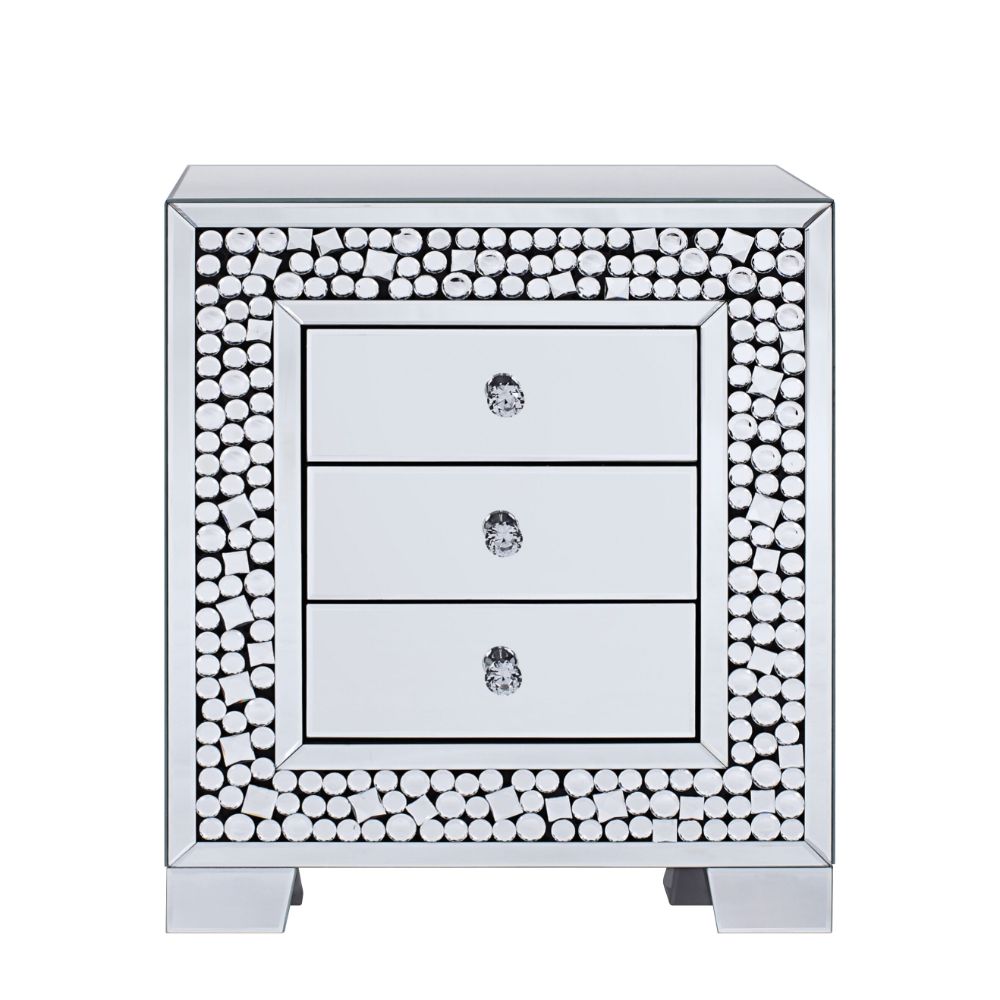 ACME - Kachina Accent Table in Mirrored/Faux Gems